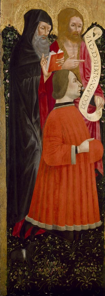 Heiligen Antonius Abt en Johannes de Doper met een Donateur door Unbekannt Unbekannt